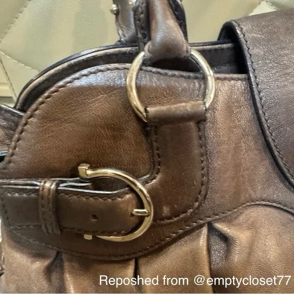 Salvatore Ferragamo Gancini Satchel in Brown Leather - Picture 6 of 16